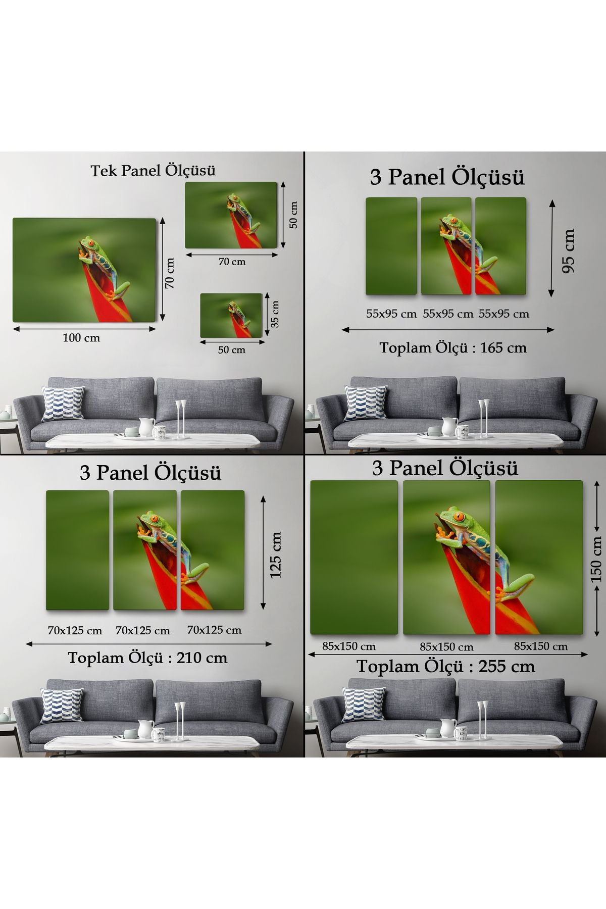 arg001 seri Renkli Kurbağa  Dekoratif Kanvas Tablo 1136