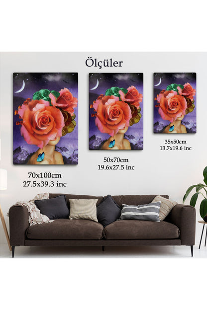 Gül Başlı Kadın Modern Sanat Tablosu-5998
