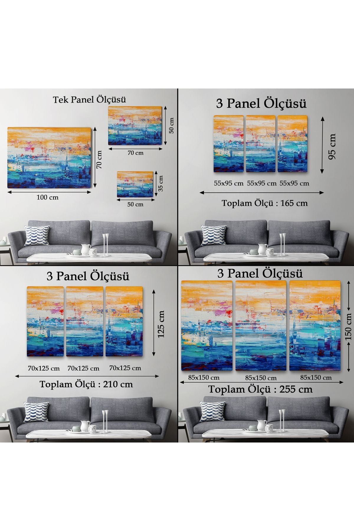 Soyut Yağlıboya Görünüm Dekoratif Kanvas Duvar Tablosu-3720