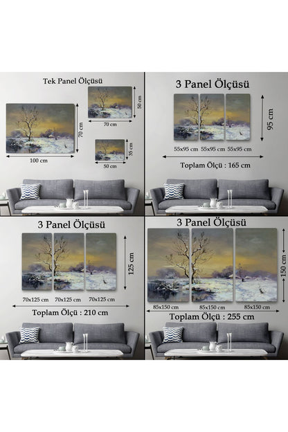 Karla Kaplı Köy Manzarası Duvar Tablosu-3661