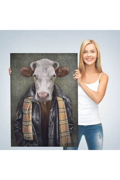 YB HG İnek Kafalı İnsan Kanvas Tablo-4997