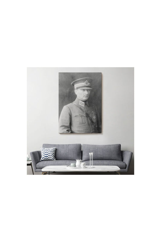 Atatürk Portre Tablosu Mustafa Kemal Atatürk Dikdörtgen Dekoratif Kanvas Tablo-cv-75