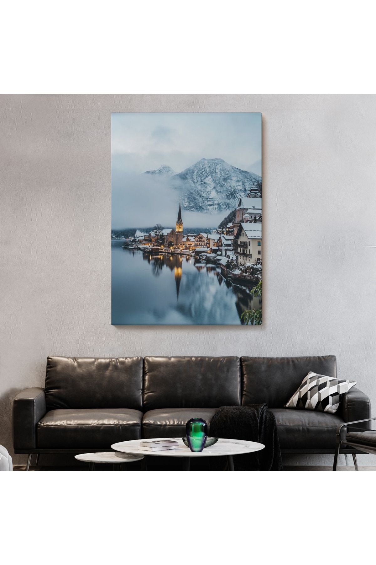 SZ KVS1-Dekoratif Duvar Tablosu-Hallstatt Manzarası Avusturya Kanvas Tablo 6028