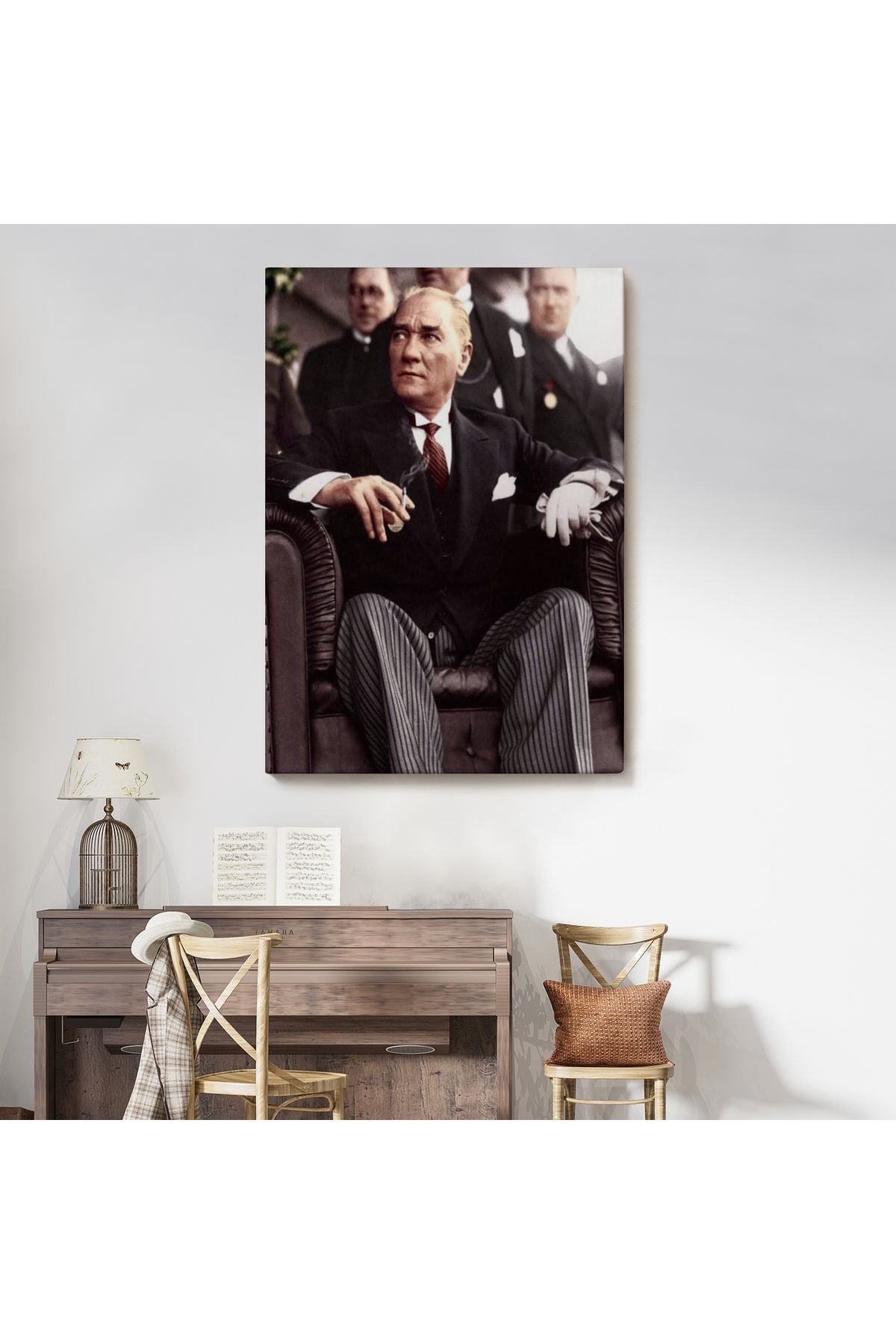 Atatürk Portre Tablosu Mustafa Kemal Atatürk Dikdörtgen Dekoratif Kanvas Tablo-CH-58