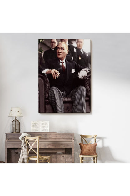 Atatürk Portre Tablosu Mustafa Kemal Atatürk Dikdörtgen Dekoratif Kanvas Tablo-CH-58