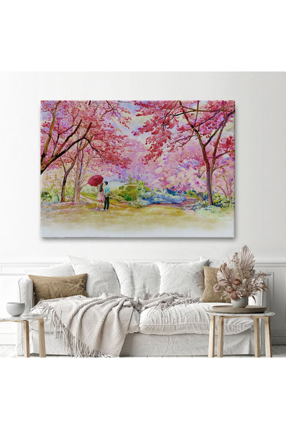 Sakura Ağacının Altındaki Sevgililer Kanvas Tablo-5082