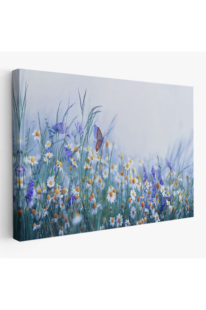 Özel Tasarım, Dekortif  BaskıKır Çiçekleri Ve Papatyalar Dekoratif Kanvas Tablo-3653