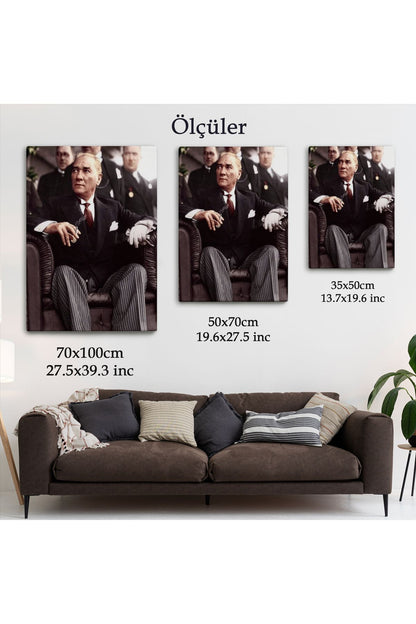 Atatürk Portre Tablosu Mustafa Kemal Atatürk Dikdörtgen Dekoratif Kanvas Tablo-CH-58