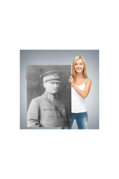 Atatürk Portre Tablosu Mustafa Kemal Atatürk Dikdörtgen Dekoratif Kanvas Tablo-cv-75