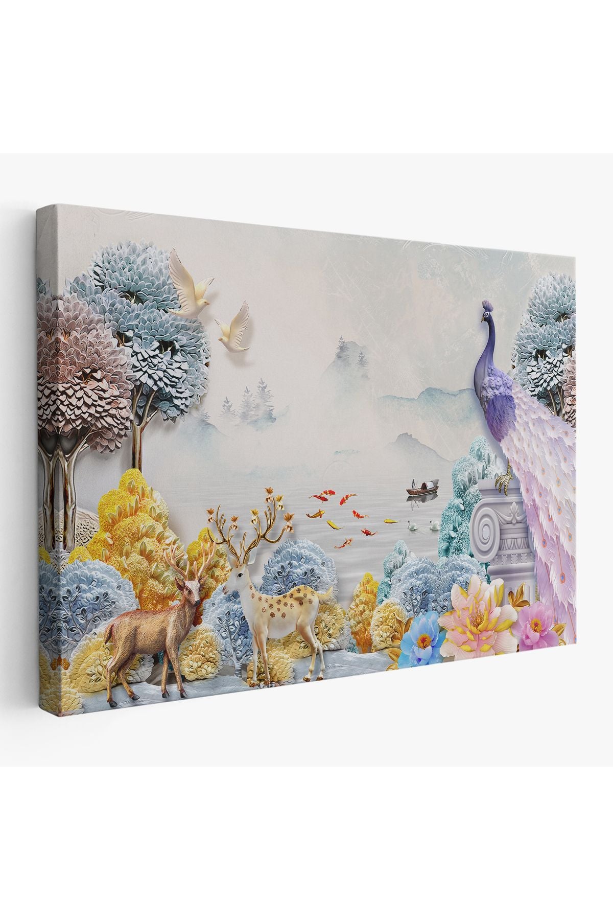Ormandaki Hayvanlar Dekoratif Kanvas Duvar Tablosu-3714
