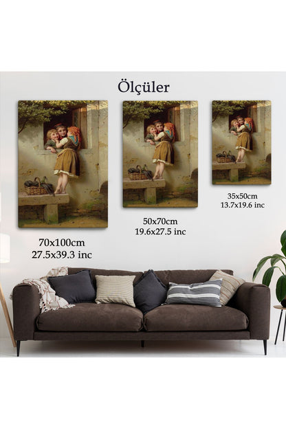 Pencerede Sohbet Eden Çocuklar Tablosu, Johann Georg Meyer von Bremen-6305