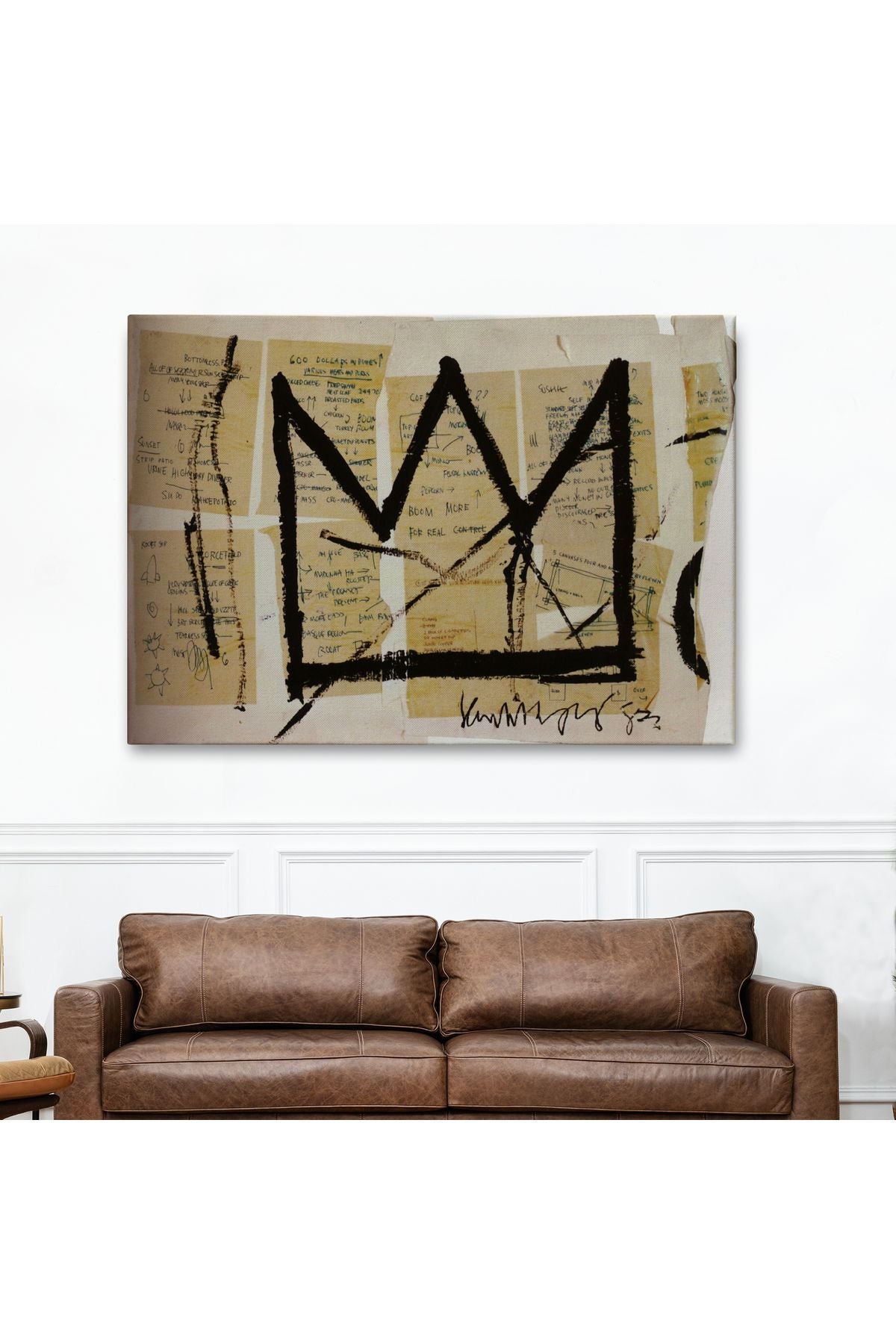 Jean Michel Basquiat Notlar ve Taç Eseri Kanvas Duvar Tablosu-5001