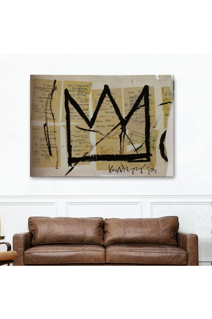 Jean Michel Basquiat Notlar ve Taç Eseri Kanvas Duvar Tablosu-5001