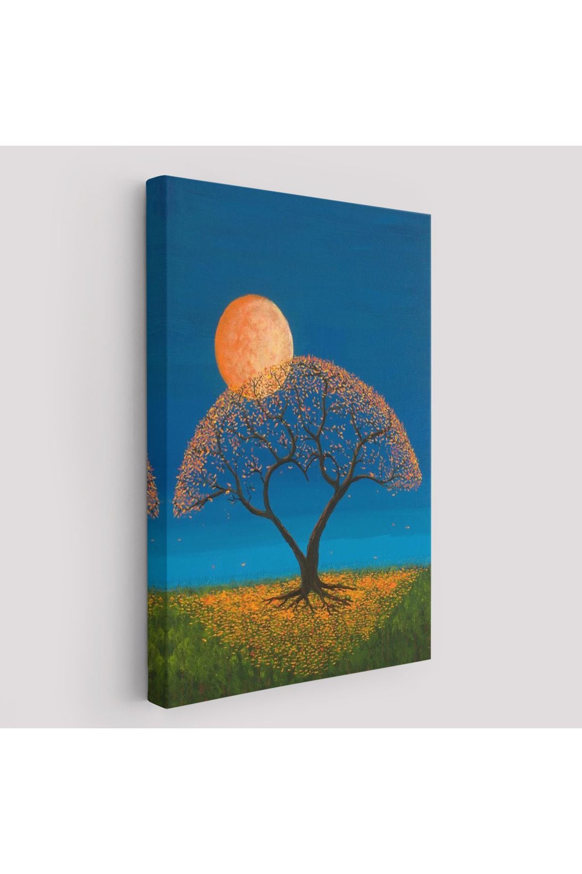 Gece Ay Işığındaki Aşk Ağacı Dekoratif Duvar Tablosu-6197