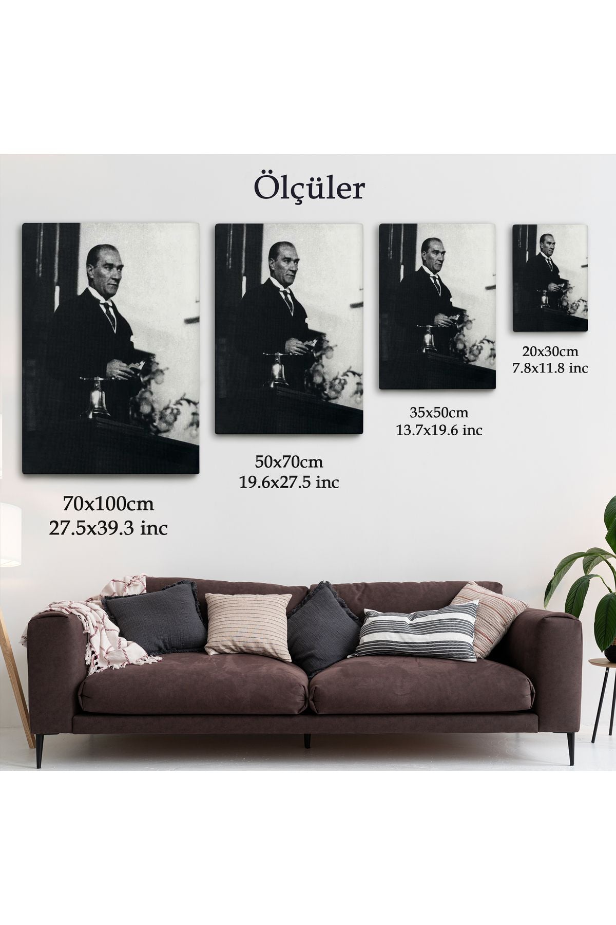 Atatürk Portre Tablosu Mustafa Kemal Atatürk Dikdörtgen Dekoratif Kanvas Tablo-FY-148