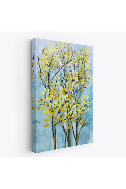 Sarı Yapraklar Soyut Dekoratif Kanvas Tablo-5178