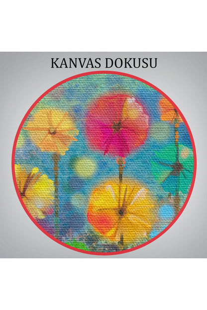 Soyut Çiçekler Suluboya Görünüm Dekoratif Kanvas Duvar Tablosu-3467