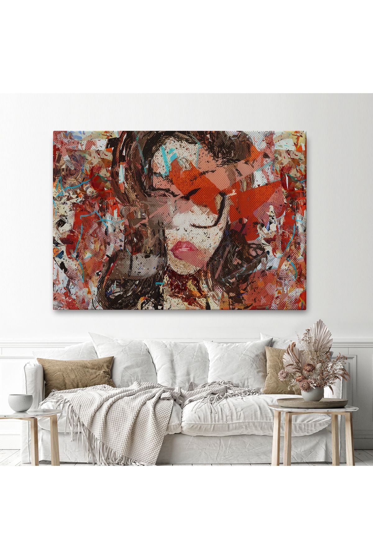 Çağdaş Sanat Kadın portresi Yağlıboya Görünüm Dekoratif Kanvas Duvar Tablosu-3534