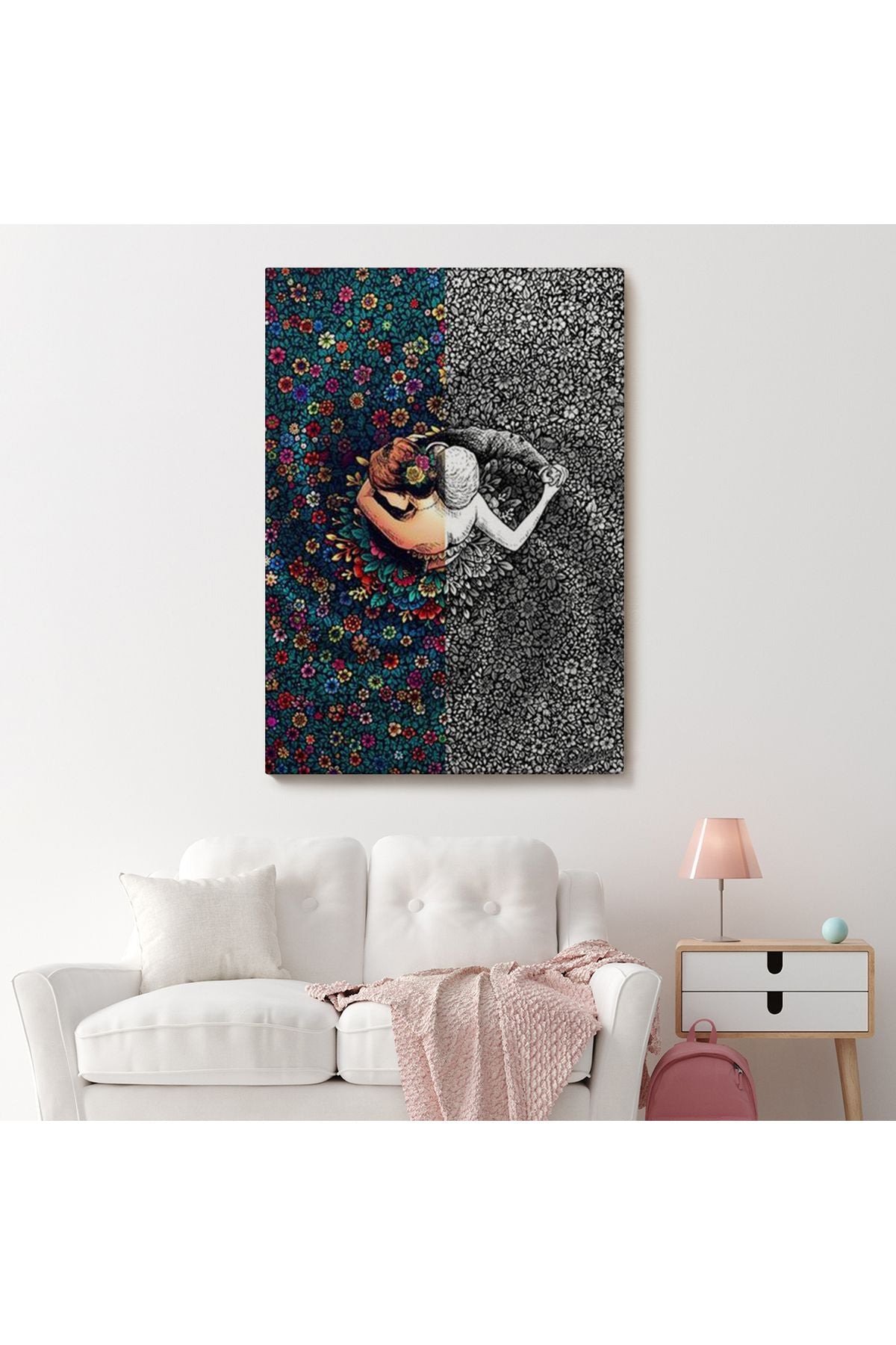 DB HG Çiçekler İçindeki Sevgililer Tablosu-6291