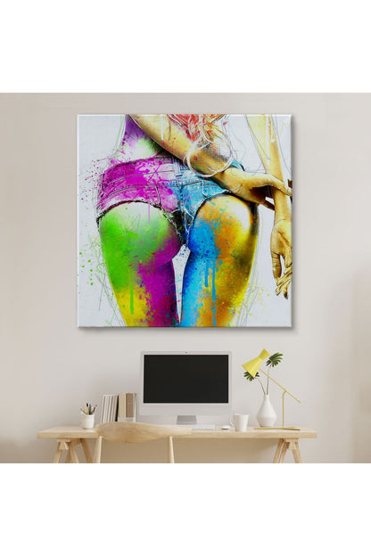 Renkli Kadın Poposu Kanvas Tablo-5894