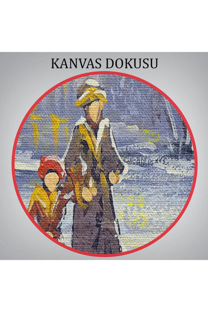 Eski Şehir ve At Arabası Yağlıboya Görünüm Dekoratif Kanvas Duvar Tablosu-3573