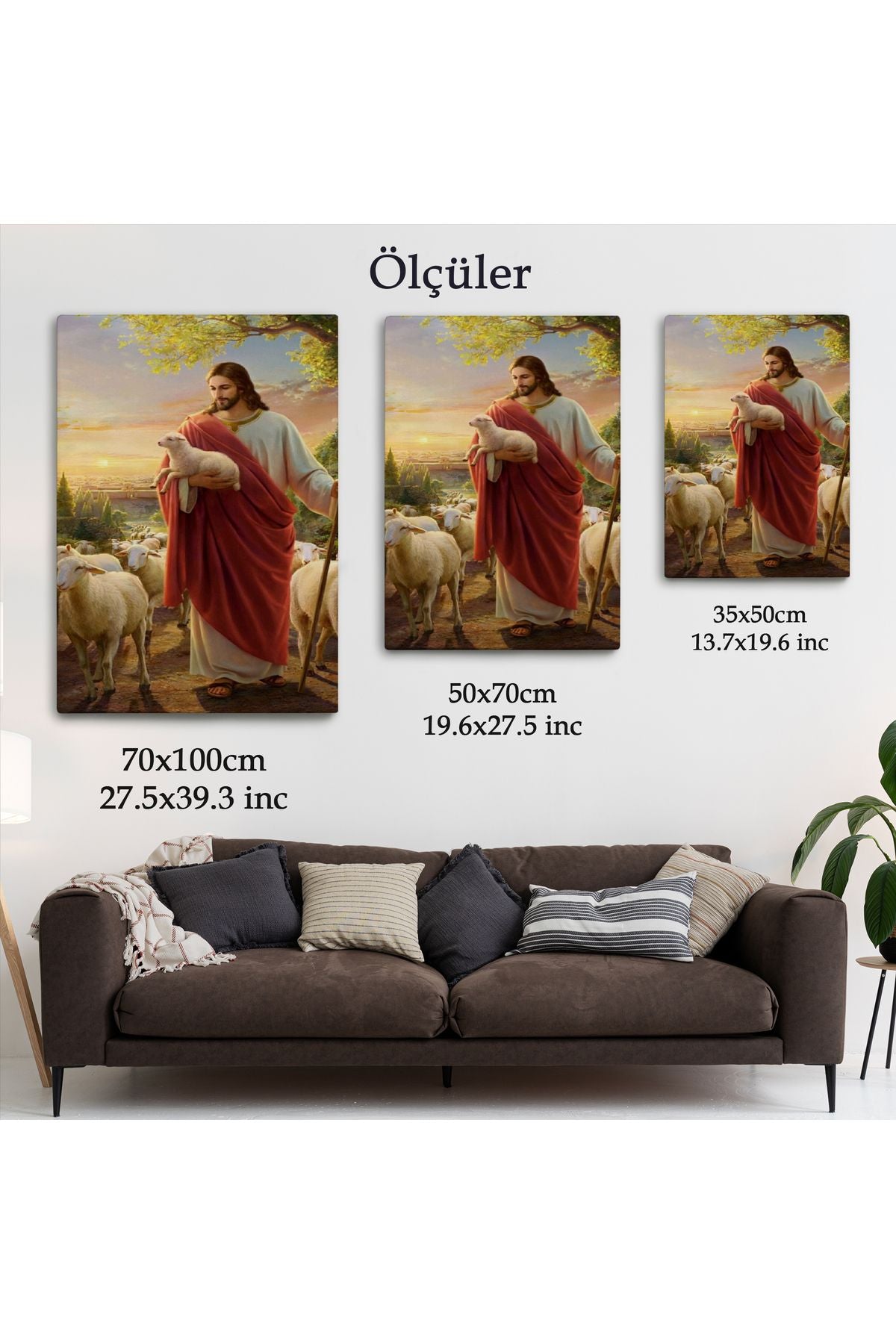 İsa Kuzu ile İsa Mesih Kayıp Kuzu Kanvas Tablo, Kilise Duvar Sanatı Süslemeleri-5218