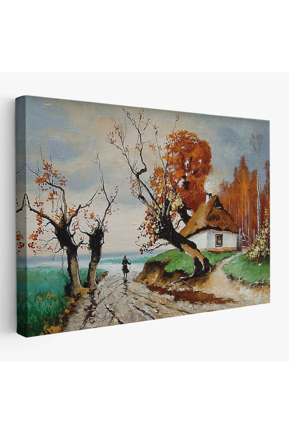 HG Sonbahar Köy Manzarası Dekoratif Duvar Tablosu-3473