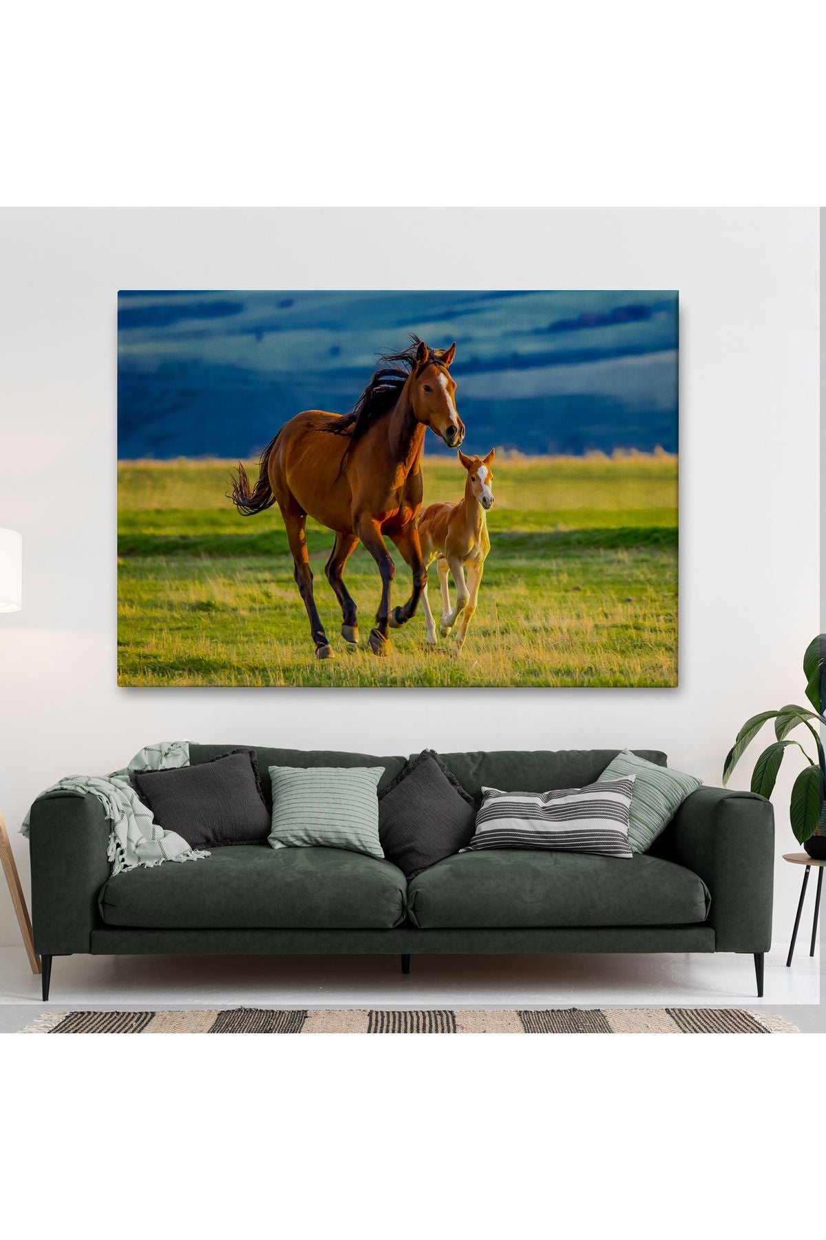 At ve Tay Manzaralı Dekoratif Kanvas Tablo 1173