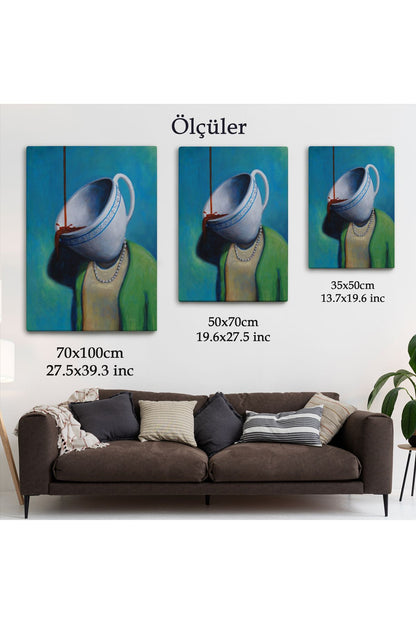 Kahve Tiryakisi Kadın Dekoratif Duvar Tablosu-6128