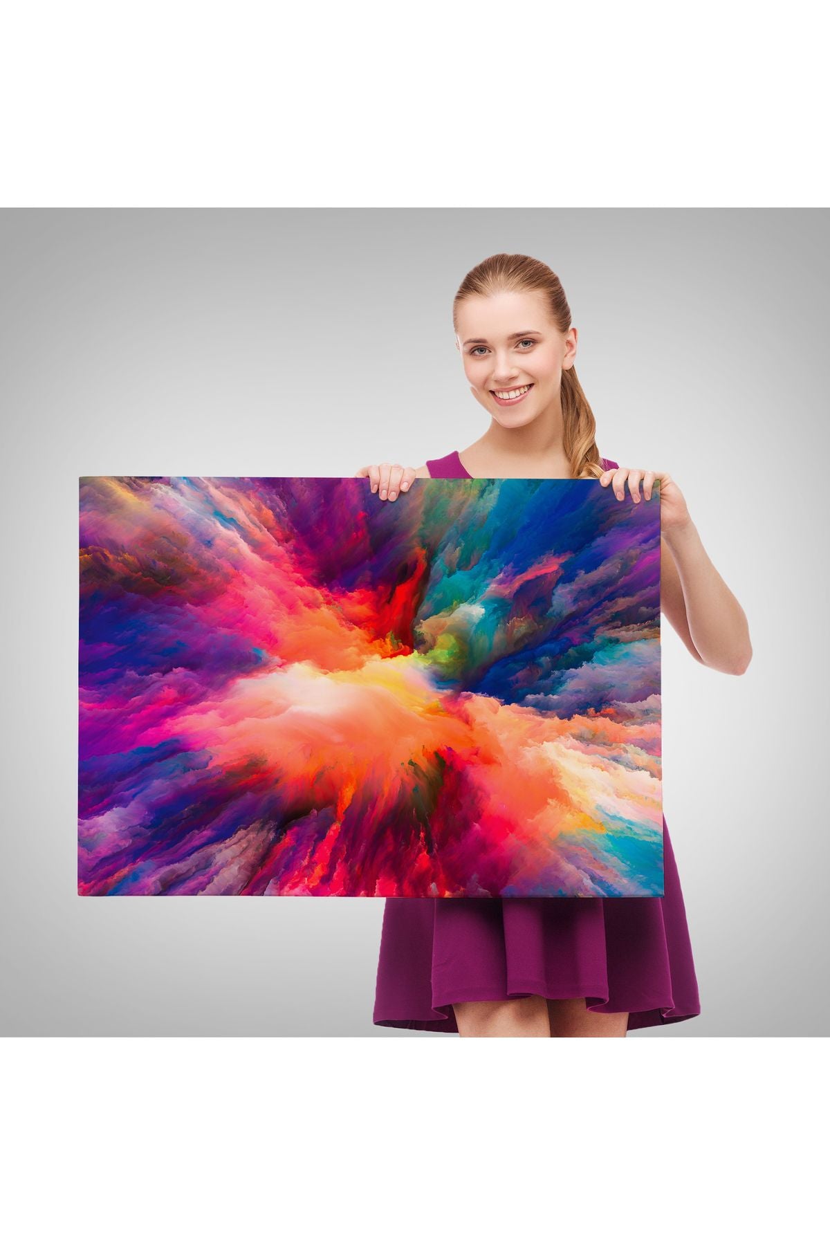 Yaratıcı Renkler Yağlıboya Görünüm Dekoratif Kanvas Duvar Tablosu-3521