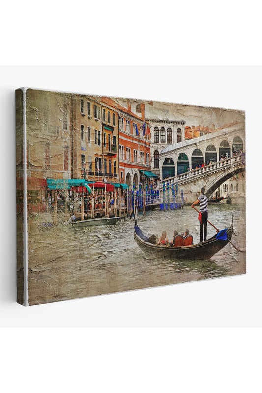 Venedik Kanalları Yağlıboya Çalışması Dekoratif Tablo-3427