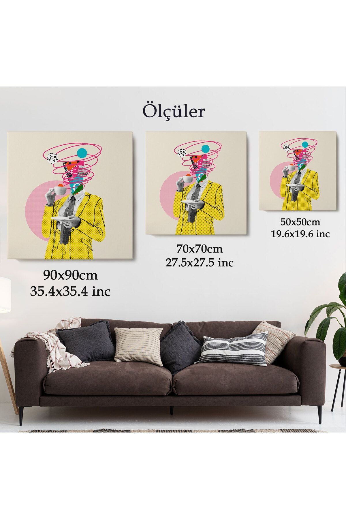 Çizgi Roman Kahramanı Kahvesini Yudumluyor Pop Art Kanvas Tablo-5066