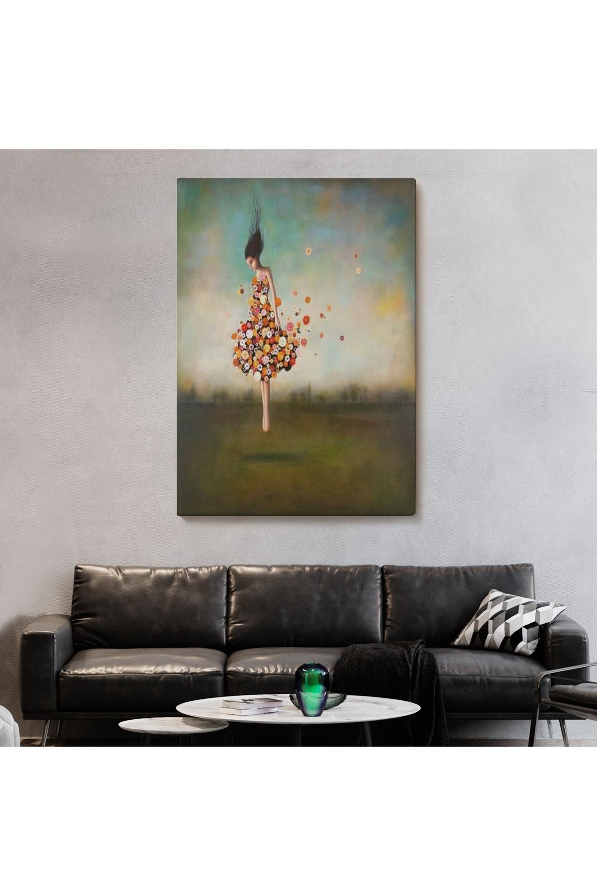 YB Yerden Yükselen Çiçek Kıyafetli Kadın Tablosu-6281