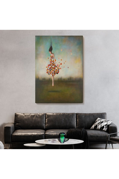 YB Yerden Yükselen Çiçek Kıyafetli Kadın Tablosu-6281