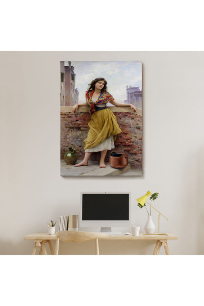 The Watercarrier Eugene de Blaas Su Taşıyan Kız Tablosu-6435