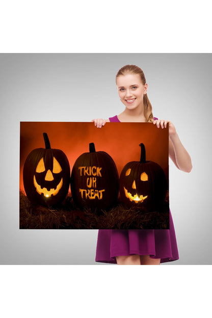 Cadılar Bayramı Korkunç Kabak Kanvas Dekoratif Duvar Tablosu-5201