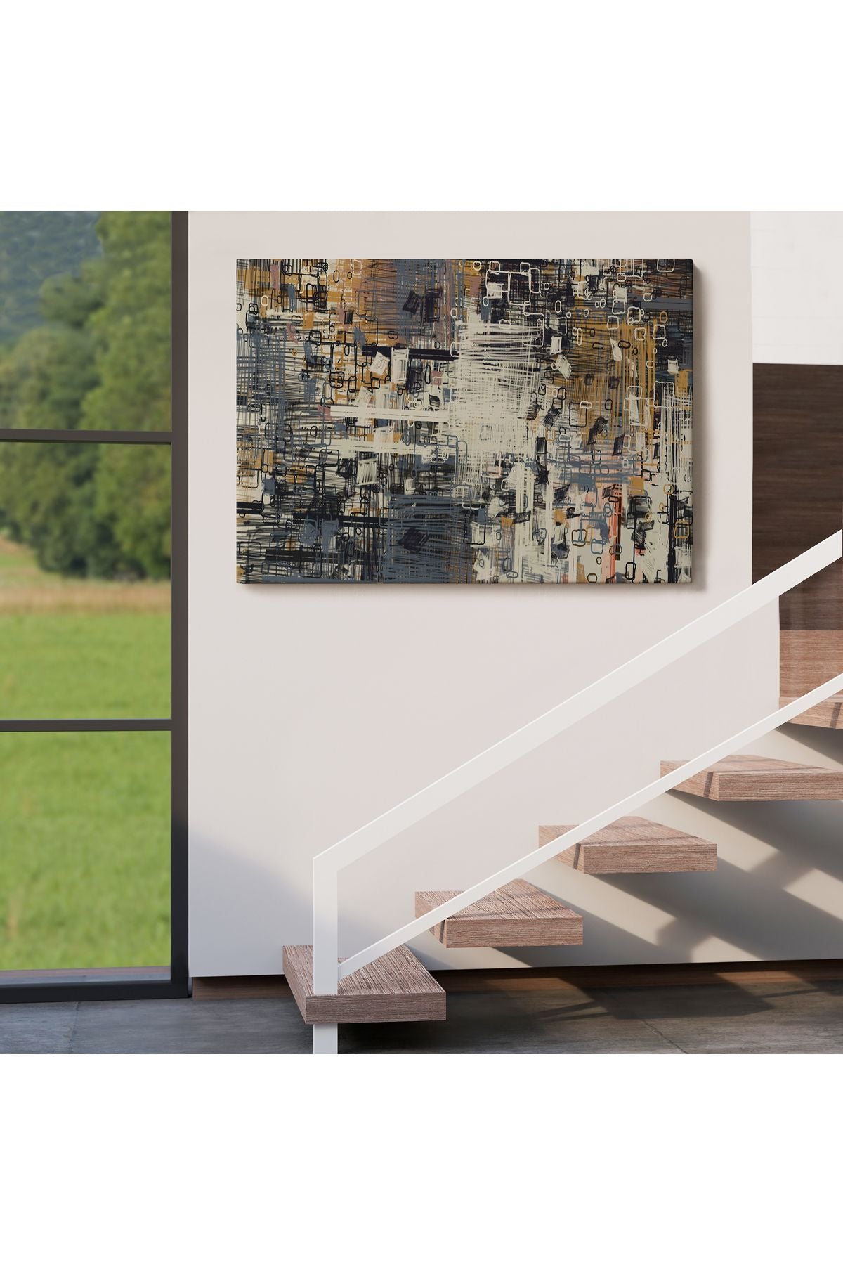 Soyut Geometrik Dekoratif Kanvas Duvar Tablosu-3658