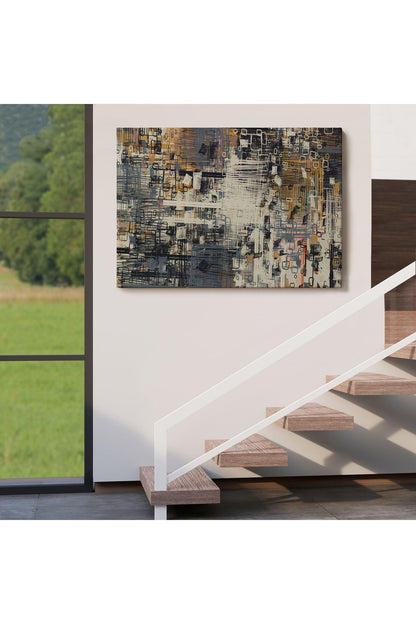 Soyut Geometrik Dekoratif Kanvas Duvar Tablosu-3658