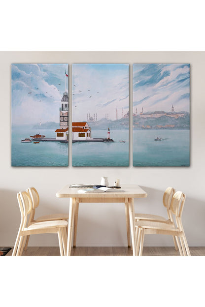 Kız Kulesi Yağlıboya Görünüm Dekoratif Kanvas Tablo-3587