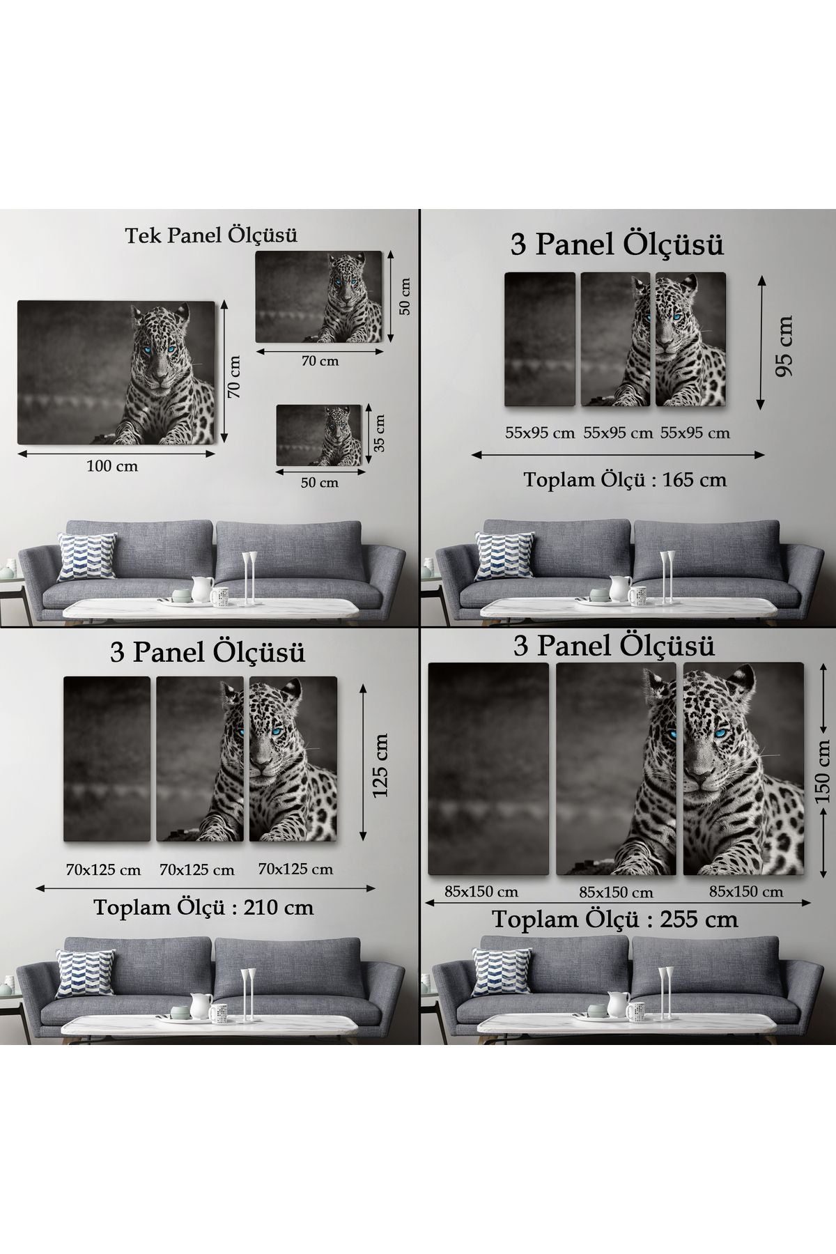 Mavi Gözlü Leopar Dekoratif Kanvas Tablo 1162