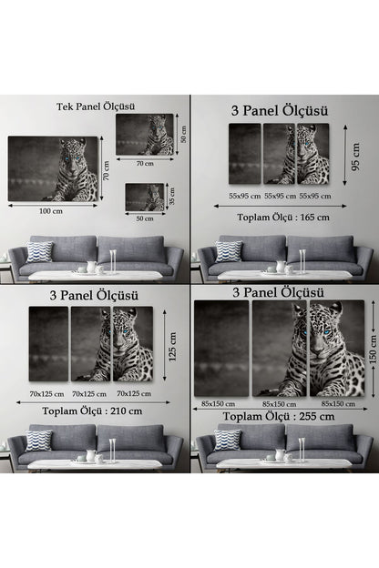 Mavi Gözlü Leopar Dekoratif Kanvas Tablo 1162
