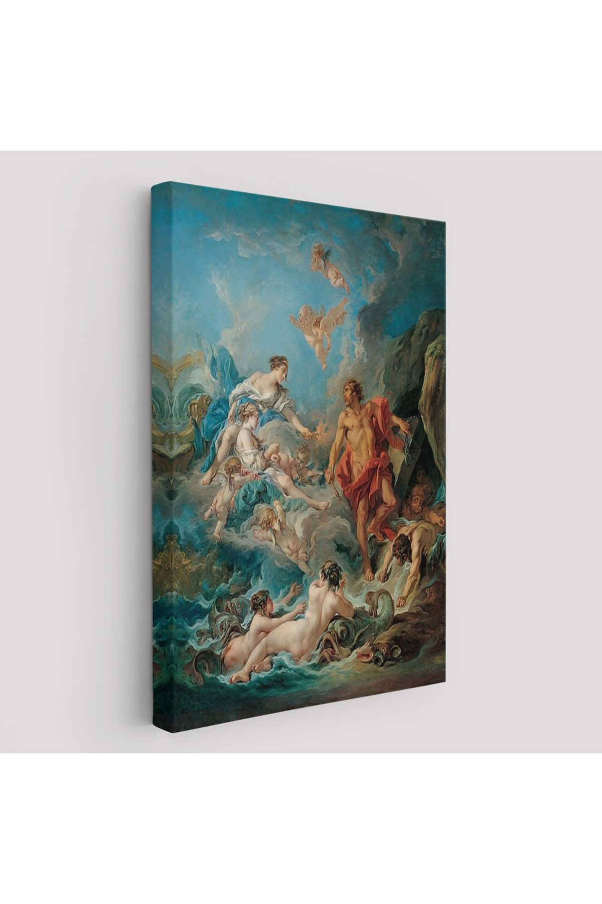 Juno, Aeolus'tan Rüzgarları Serbest Bırakmasını İstiyor, François Boucher Rönesans Tablosu-6061