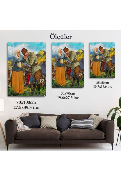 Atatürk Annesi Zübeyde Hanımın Elini Öperken Duvar Tablosu-6302