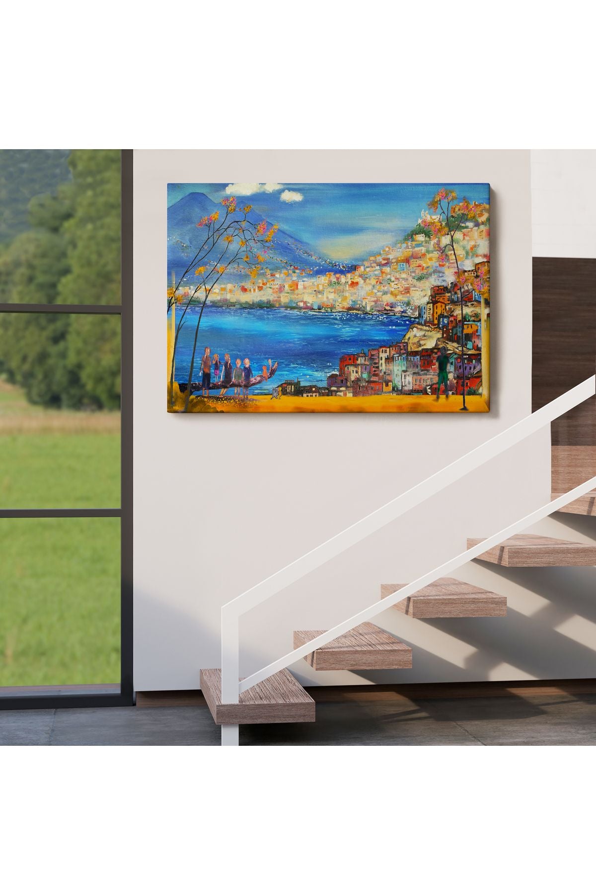 YS Özel Güney İtalya Yağlıboya Görünüm Dekoratif Kanvas Duvar Tablosu-3578