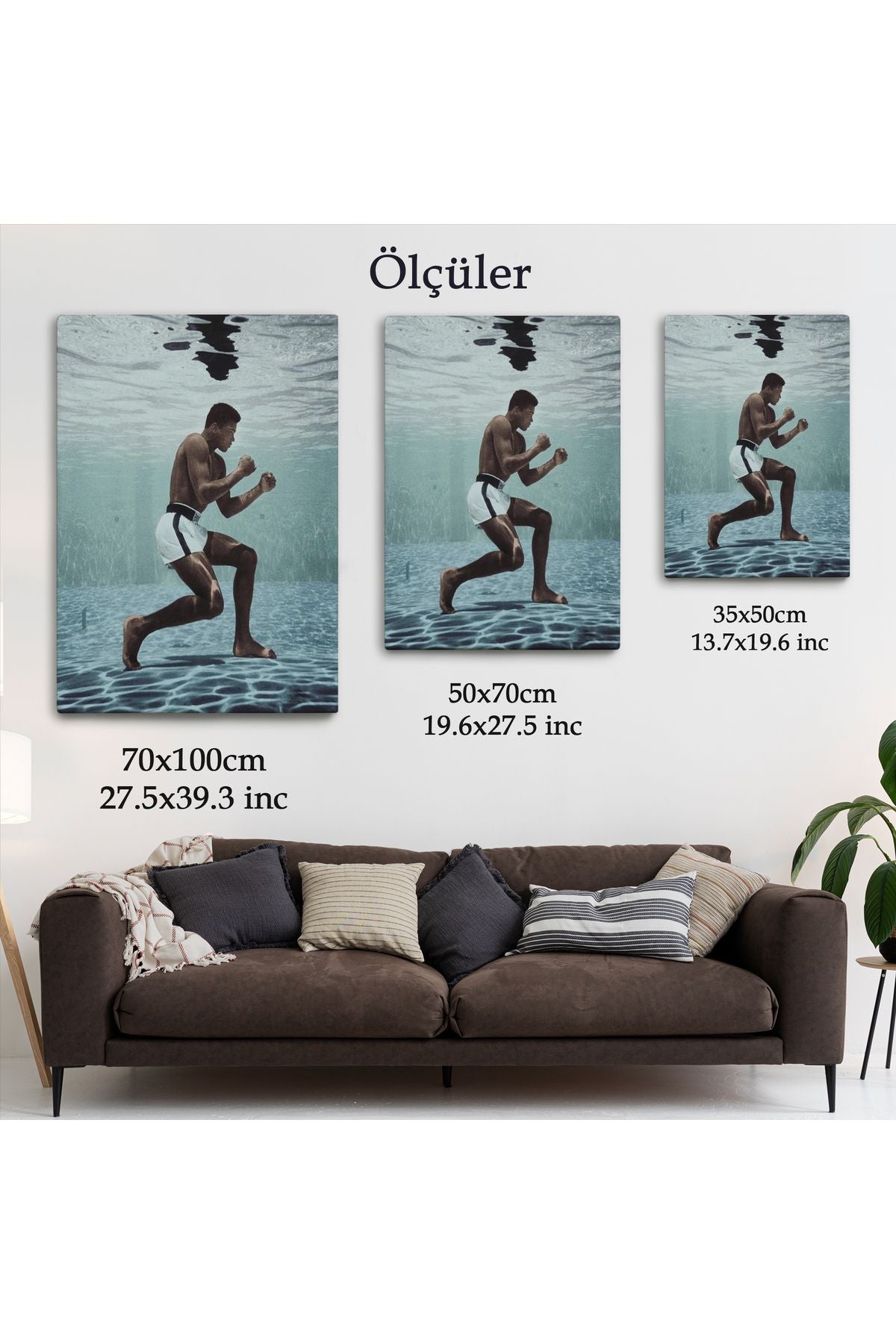 Su Altında Antreman Yapan Boksor Muhammet Ali Duvar Tablosu-6234