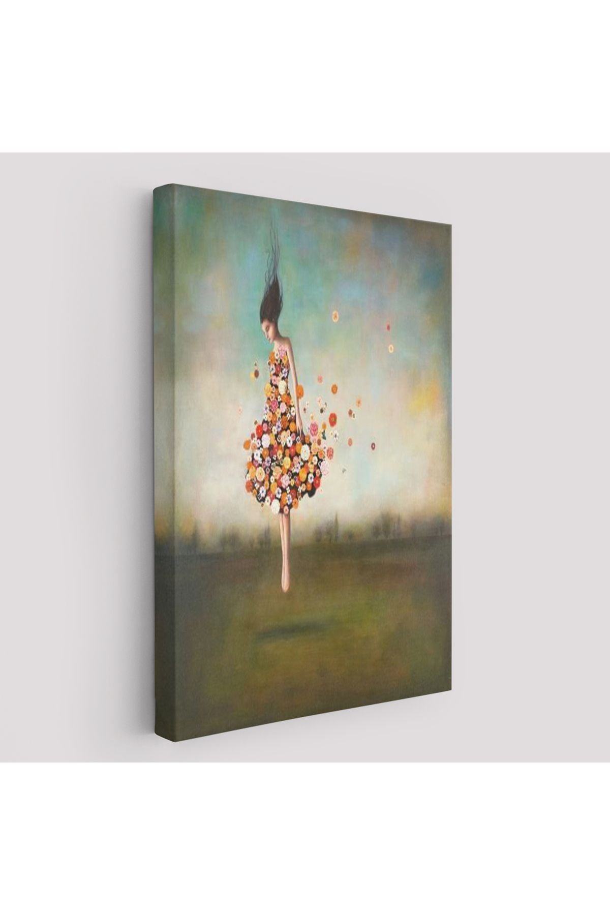 YB Yerden Yükselen Çiçek Kıyafetli Kadın Tablosu-6281