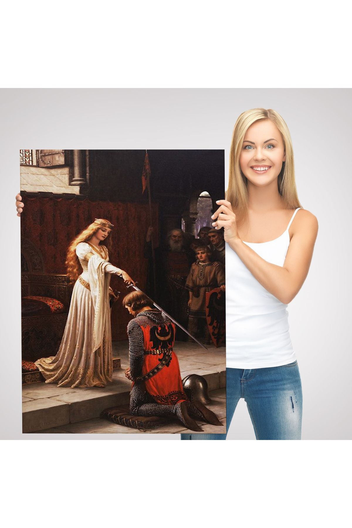 The Accolade - Edmund Blair Leighton Şövalyenin Kraliçeye Sadakat Tablosu-6364