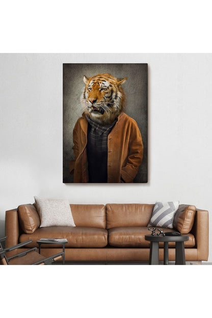 Kaplan Adam Dekoratif Kanvas Duvar Tablosu-5938