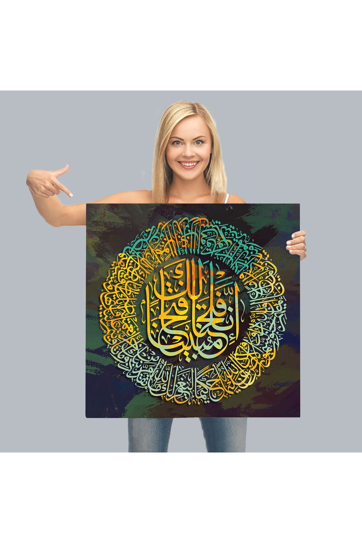 Biz Sana Apaçık Bir Fetih İhsan Ettik, Yazılı Dekoratif Kanvas Tablo -3379