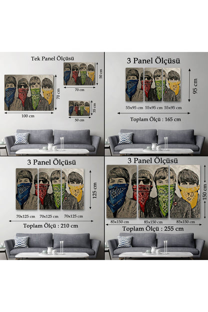 Bansky'nin Bandanalı Beatles Çocuklar İsimli Çalışması Kanvas Tablo-5011